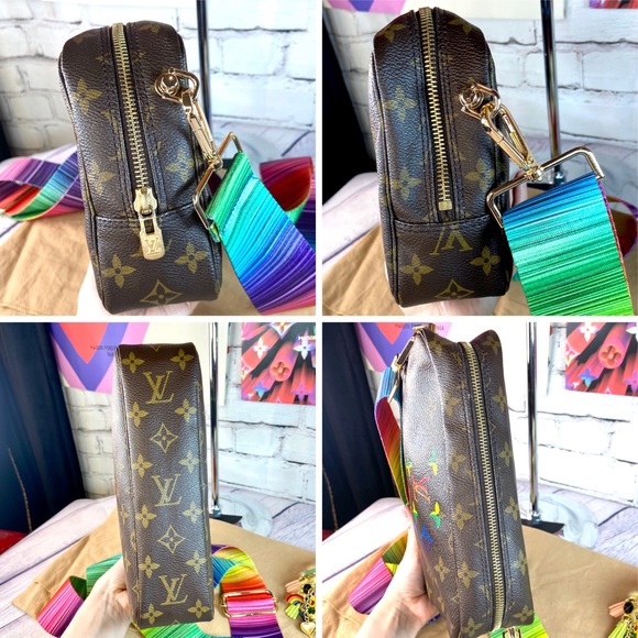 Louis Vuitton Trousse 23 Crossbody bag Custom Painted in rainbow with charms - Picture 3 of 16